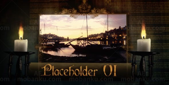 复古风格史诗般带蜡烛元素的图片视频展示AE模板