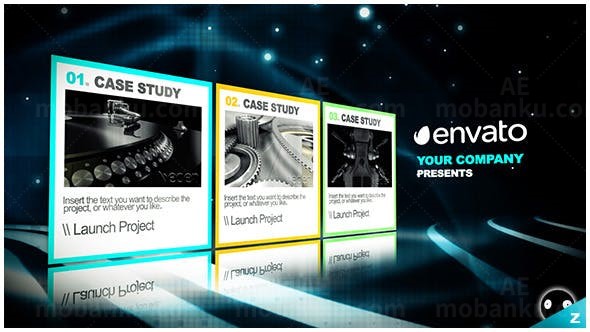 蓝色风格商业案例项目动态展示AE模板