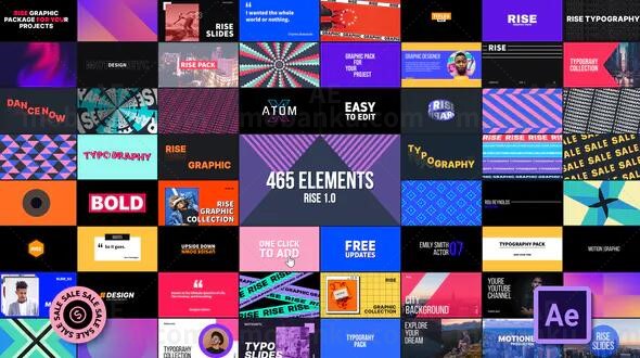 AE脚本-465组创意图形文字标题排版字幕条背景动画预设