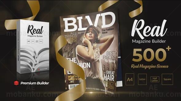 AE模板/脚本-500种真实E3D时尚杂志书本翻页封面场景动画预设