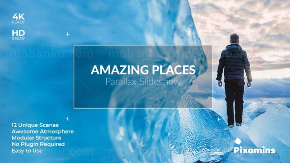 三维视差图片介绍开场AE模板