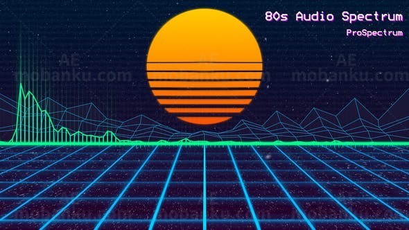 80年代复古风格音乐波形动画AE模板