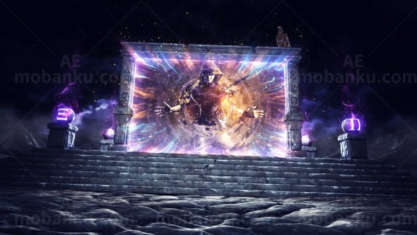 三维魔法传送门Logo动画AE模板