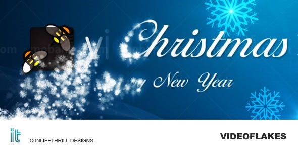 庆祝圣诞节带雪花蓝色背景的AE模板