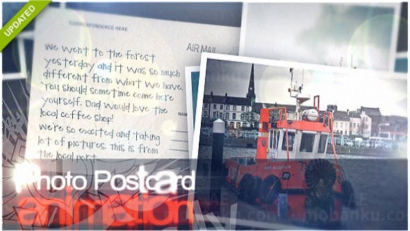 空间悬浮摄影快门效果明信片展示AE模板