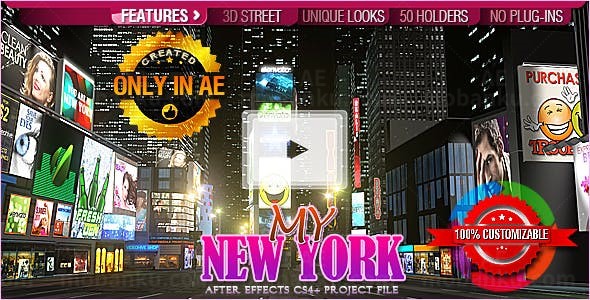 炫彩城市夜景广告介绍片头AE模板