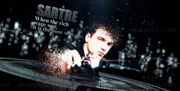 破碎粒子效果运动杀手AE模板