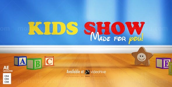 字母与积木卡通效果AE模板