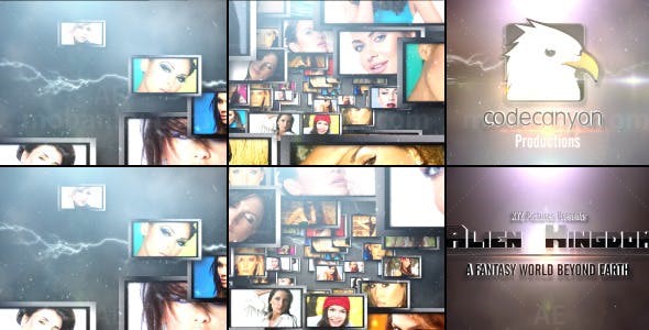 多照片空间移向展现标志AE模板