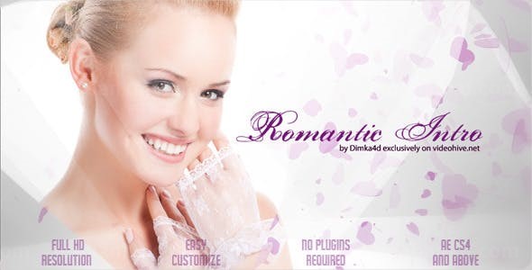 浪漫心型过渡婚礼开场AE模板