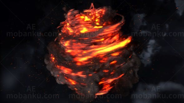 三维魔法火焰Logo动画AE模板