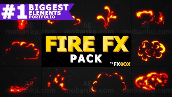 卡通火焰特效动画元素AE模板