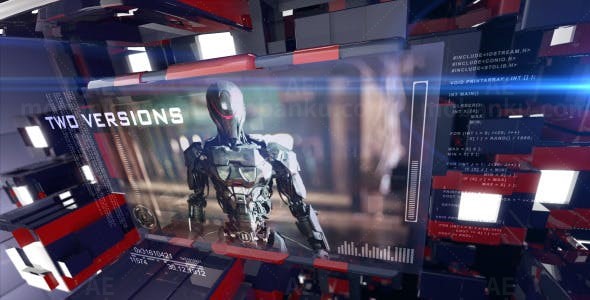 三维科技屏变换片头AE模板