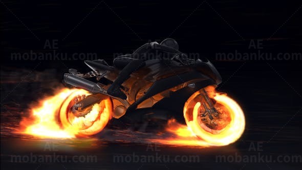 燃烧摩托标志展示AE模板