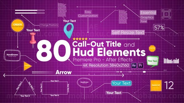 呼出线动画元素AE模板