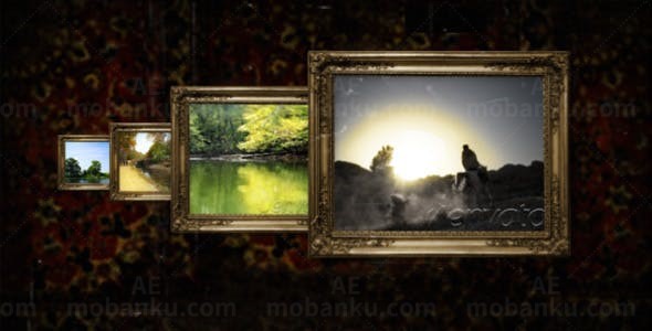 噪点背景怀旧相框效果图片视频展示AE模板