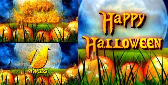 万圣节标志动画AE模板