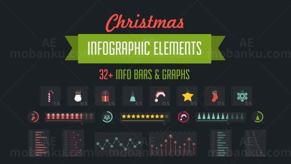 32个圣诞主题信息图元素AE模板