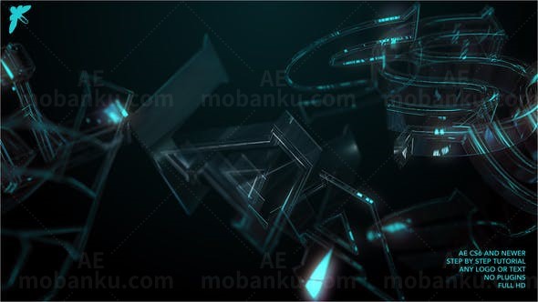 玻璃质感三维标志动画AE模板