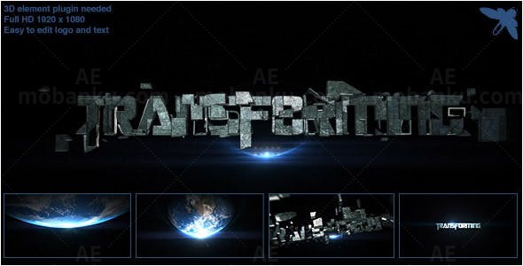 星空陨石组合标志展示AE模板