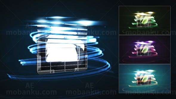 三维光线环绕Logo动画AE模板