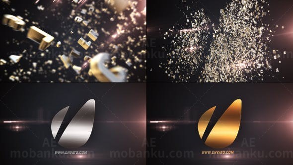 三维字母聚合文字标志展示AE模板