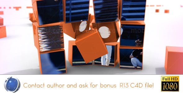 立方体组合效果相片展示AE模板