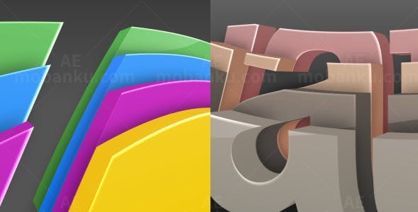 三维彩色标志展示AE模板