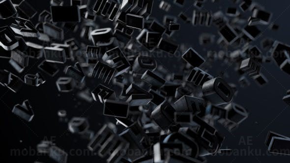 黑色三维文字展示AE模板