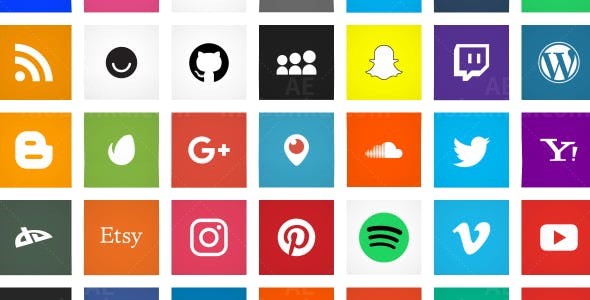 网络社交图标Logo动画AE模板