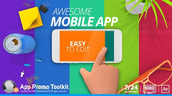 桌面场景手机APP展示片头动画AE模板