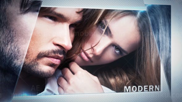 玻璃效果相片展示AE模板