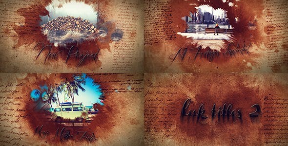 复古牛皮纸水墨遮罩图片展示AE模板