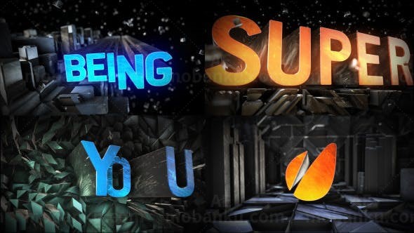 震撼立体效果霓虹色调文字展示AE模板