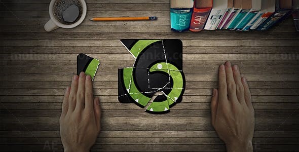 标志碎纸片拼合展示AE模板