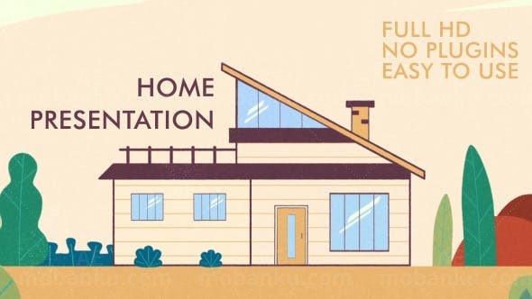 卡通房屋室内介绍MG动画片头AE模板