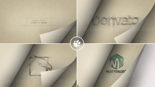 翻页素描Logo动画AE模板