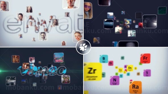 图片汇聚标志动画AE模板