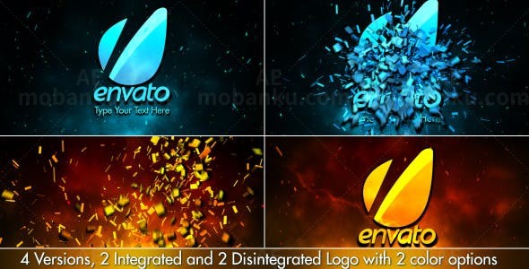 火焰闪电破碎特效标志动画AE模板