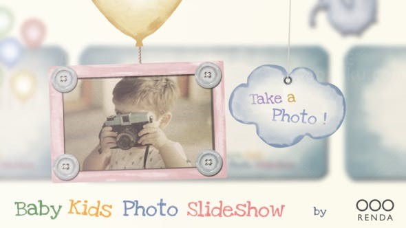 儿童小孩照片悬挂相册片头AE模板