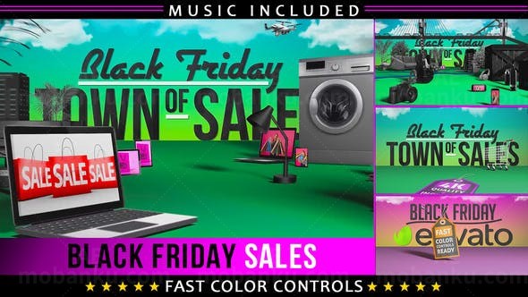 黑色星期五商品促销片头动画AE模板