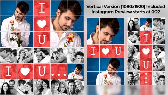 浪漫爱情照片墙开场AE模板