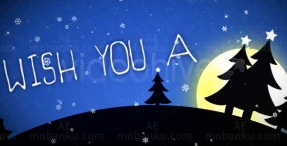 明月星空血环背景地球圣诞树旋转剪影AE模板