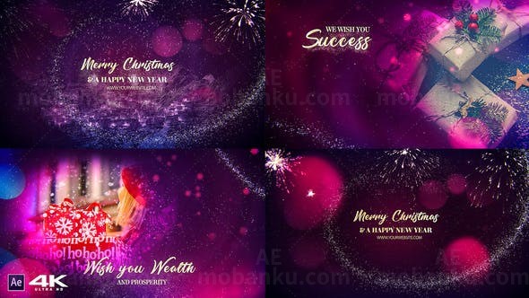 紫色粒子动画对话幻灯片AE模板