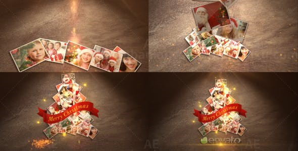 照片落下圣诞树AE模板