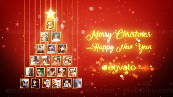 圣诞树图片展示片头AE模板