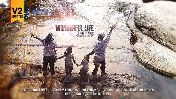 水流倒影回忆照片展示AE模板