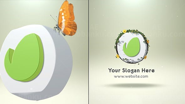 蝴蝶飞舞三维Logo动画AE模板