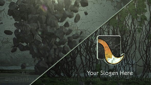 石头汇聚破碎Logo动画AE模板