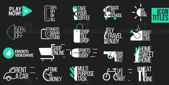 图标文字排版标题展示AE模板